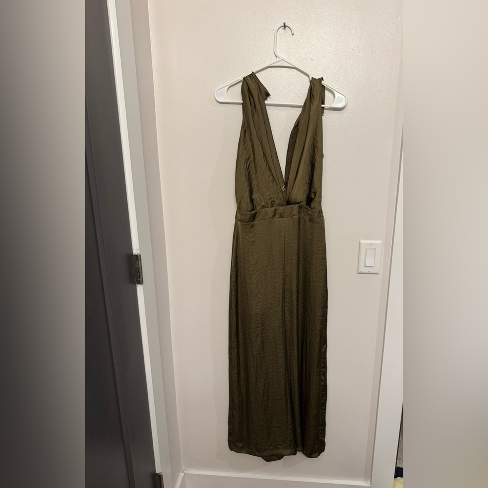 Zara olive green silky jump suit